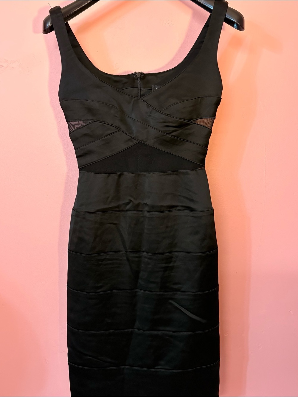 bebe Sleeveless Dress with mesh cut outs